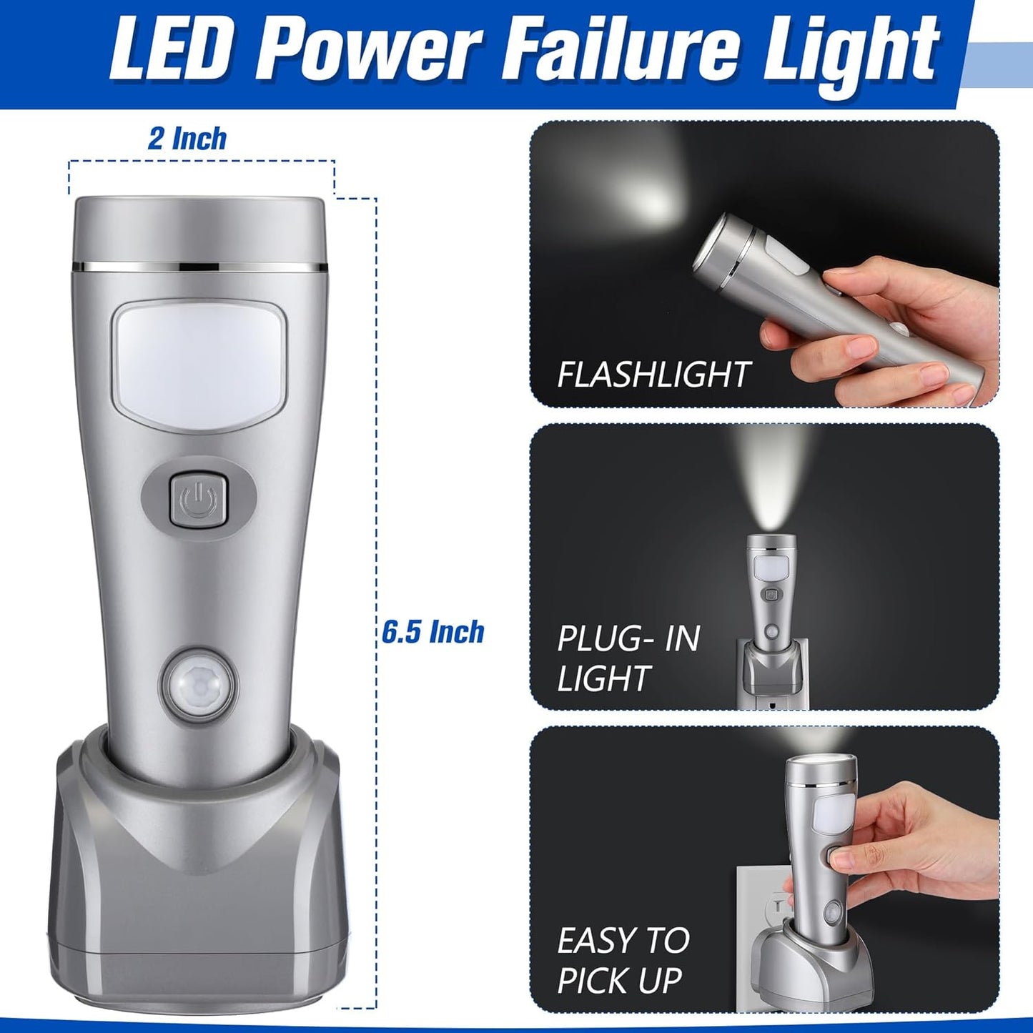 Enhon 9 Pack 4 in 1 LED Emergency Lights for Home Power Failure, Rechargeable Plug in Flashlight Motion Sensor Night Light, Automatic Turn On Power Outage Light for Home Hurricane Supplies