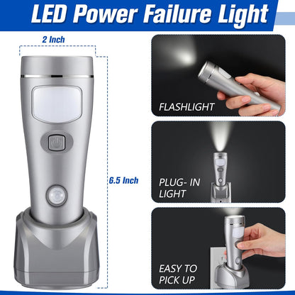 Enhon 9 Pack 4 in 1 LED Emergency Lights for Home Power Failure, Rechargeable Plug in Flashlight Motion Sensor Night Light, Automatic Turn On Power Outage Light for Home Hurricane Supplies