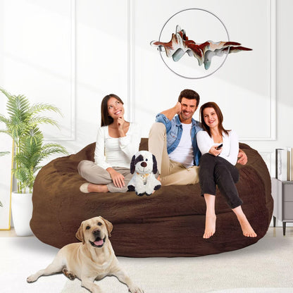 Bean Bag Chair for Adults 5FT,Soft Removable Cover for Teens/Girls Bedroom,Fluffy Giant Round Floor Beanbag Lounger Chairs (No Filler,Deep Coffee)