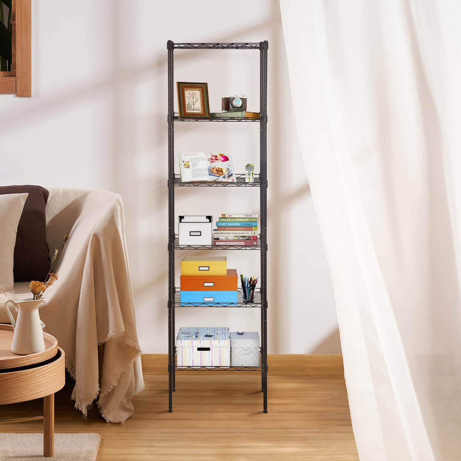 BestOffice Adjustable NSF-Certified Metal Shelf Wire Shelving Unit Storage for Small Places