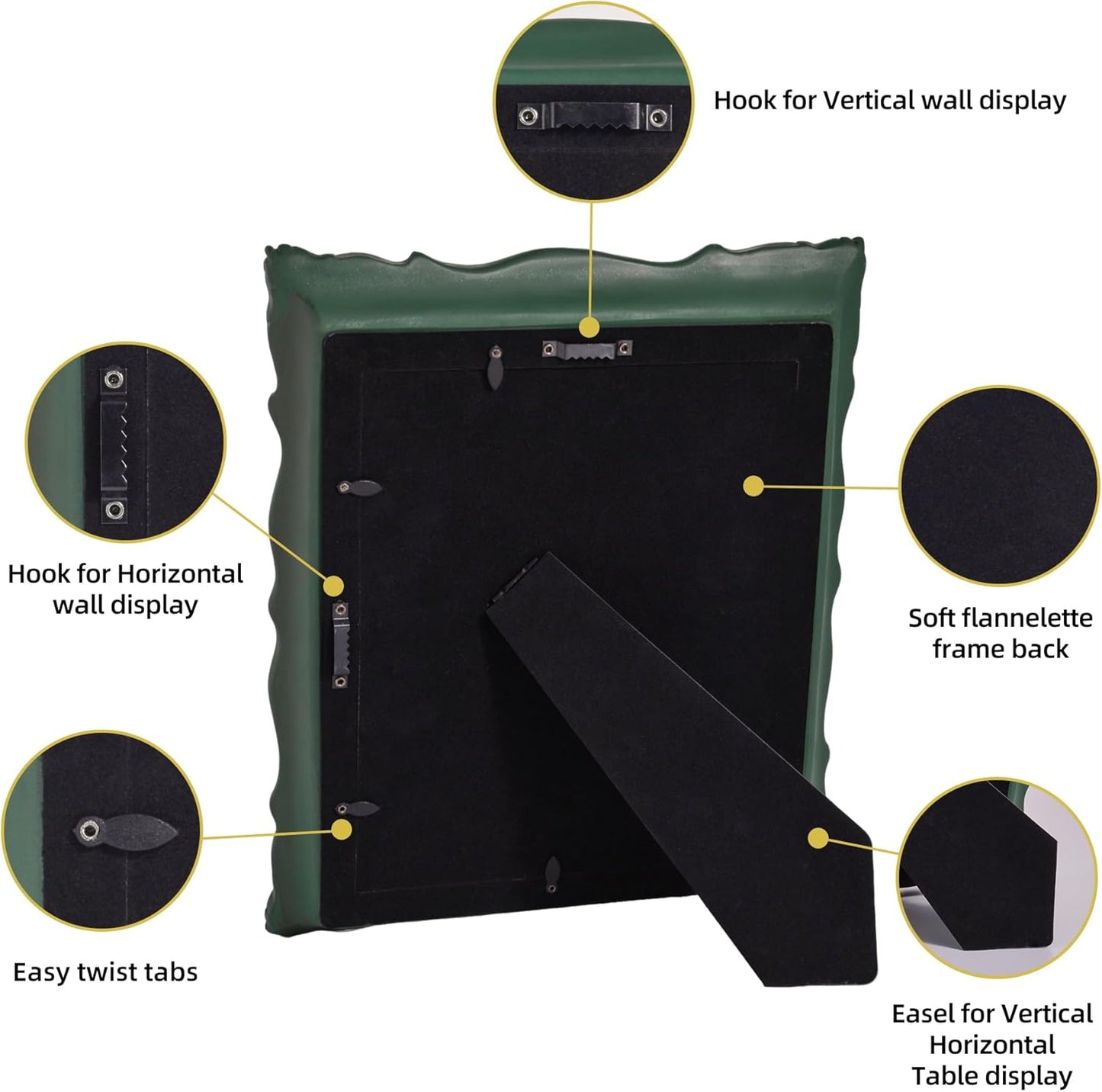 8x10 Vintage Picture Frame with Embossed Flower Design, Green Ornate Frame for 8x10 or 5x7 Pictures with White Mat, Hand-Crafted Resin Antique Frames for Tabletop & Wall Hanging, Home Decor (Green )