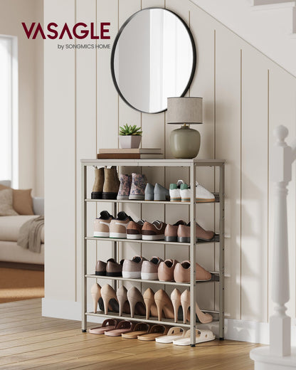 VASAGLE Shoe Rack for Entryway, Freestanding, Adjustable, Industrial