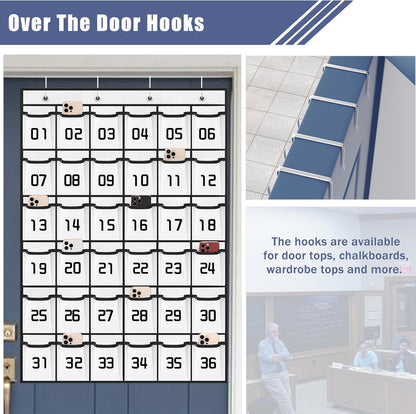 Loghot Classroom Accessories Closet Pocket Chart for Cell Phones Holder Wall Door Hanging Organizer (36 Pockets White)