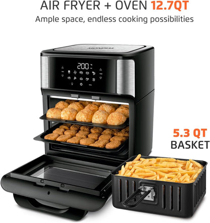 Air Fryer Oven 1800W, 12.7QT Capacity, Touchscreen Panel, Automatic Shut-Off – Black & Stainless Steel – Mondial