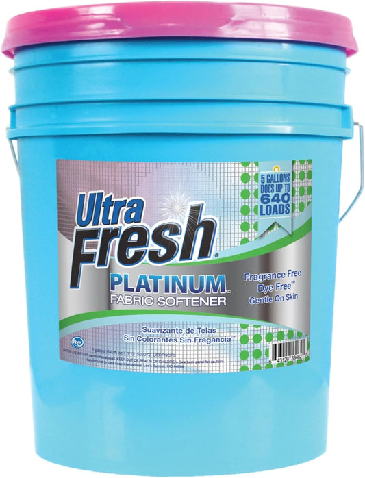 Ultra Fresh 5 Gallon Platinum Fabric Softener for All Machine Types, Liquid Laundry Softener, Up to