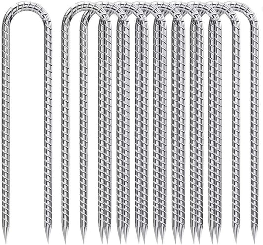 Rebar-Stakes-12-Inch, Ground Stakes Heavy Duty U-Hook Galvanized Anti-Rust Heavy Duty Ground