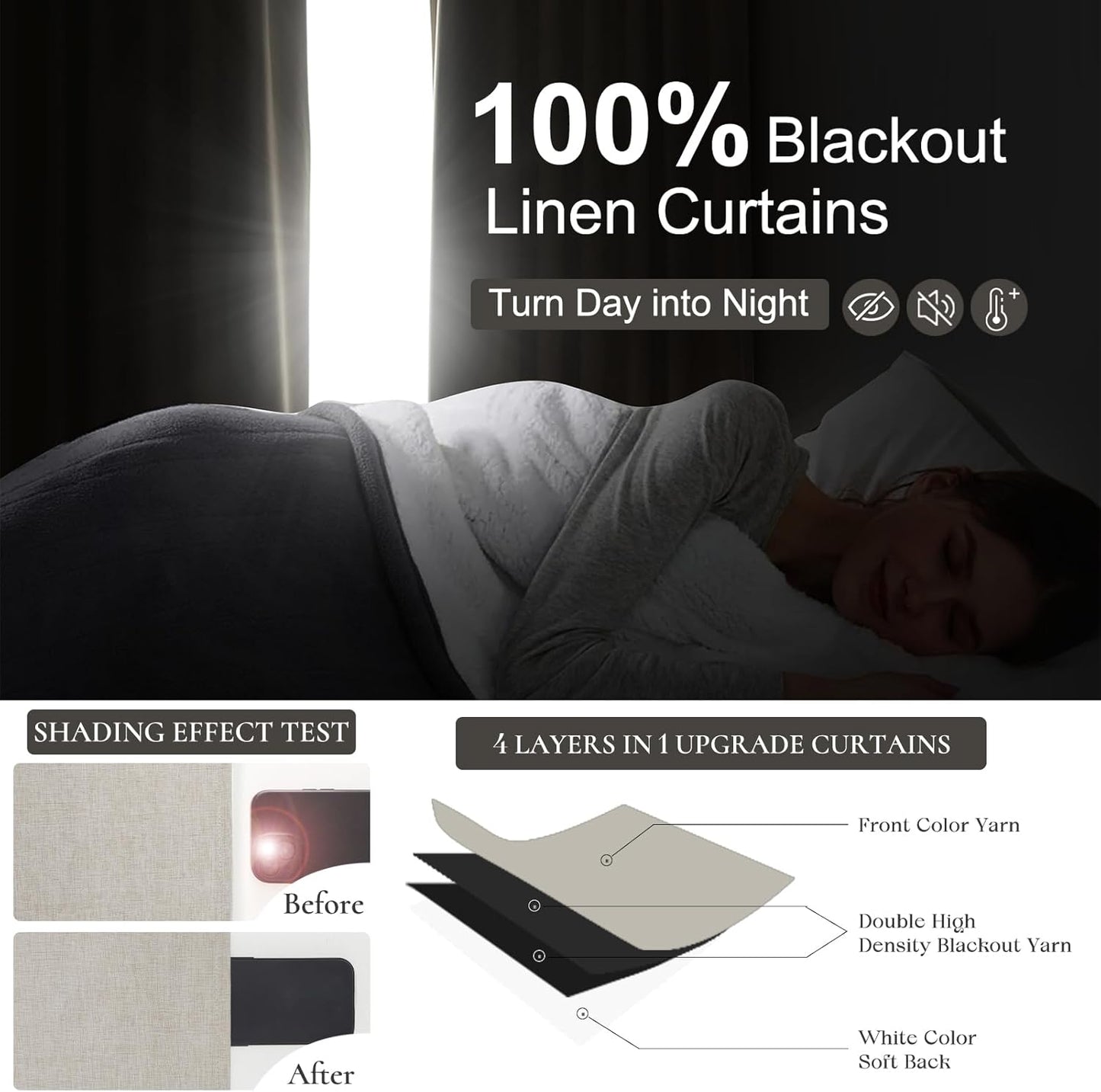 Pinch Pleated Blackout Curtains 60 Inches Wide for Living Room, Room Darkening Linen Blend Tan Viral Large Window Curtains for Bedroom Thermal Soundproof Natural Drapes 60"W x 96"L x 2Panels