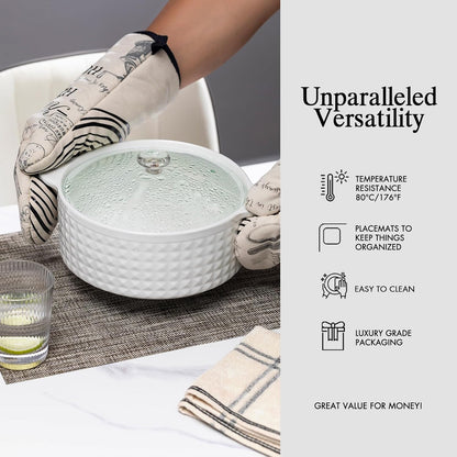 Placemats Set of 6 - Easy Clean Woven Vinyl Placemats for Dining Table, Indoor/Outdoor Place Mats, Washable PVC Table Mats（Cappuccino）