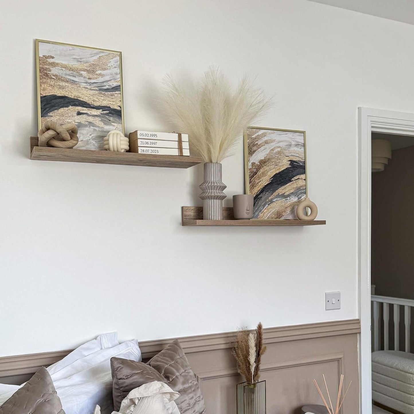 Mobili Fiver, Set of 2 Rachele Shelves, 31.49 in, Oak, Made in Italy