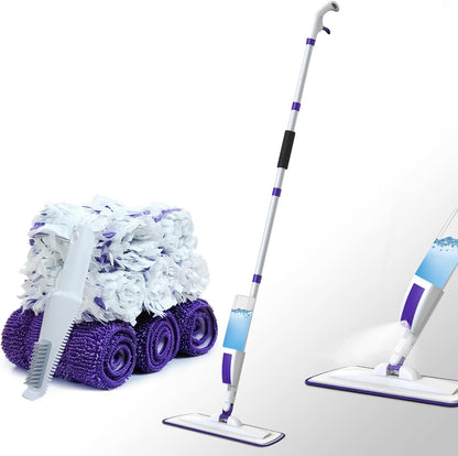 Spray Mop for Floor Cleaning with 60" Extension Handle, Dry/Wet Mop with 14oz Refillable Bottle, 3 Washable Pads&5 Disposable Refills for Hardwood Laminate Tile Floor Dust Cleaning.
