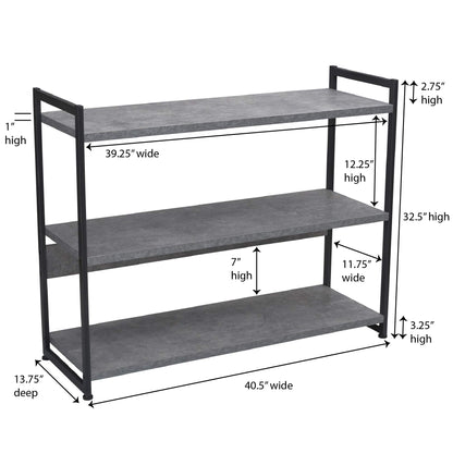 Household Essentials Slate Concrete & Iron Three-Tier Bookshelf