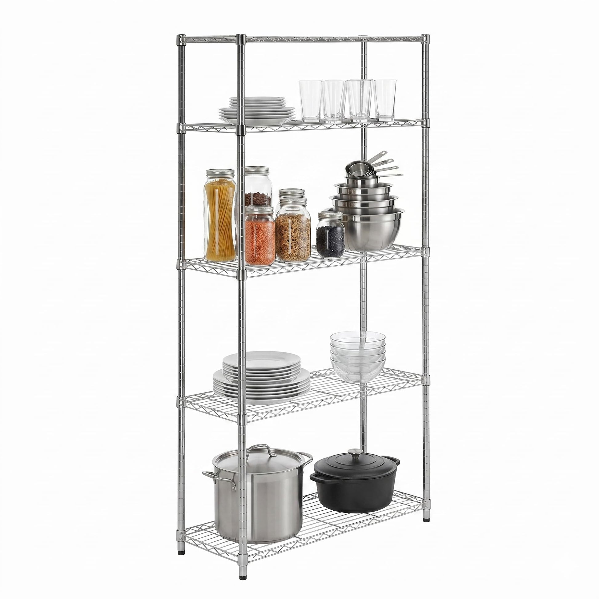 Honey-Can-Do 5-Tier Heavy Duty Adjustable Shelving Unit, 200-lb Per Shelf NSF Certified Metal