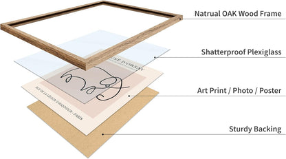 Poster Master Vintage Poster - Retro One Line Elephant Drawing Print - Elephant Art - Minimal Gift for Men, Women, Animal Lover - Abstract Wall Decor for Home, Office, 8x10 Beige Framed