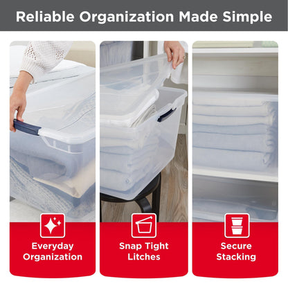 Rubbermaid Cleverstore 71 Qt Clear Storage Bins with Lids, 4-Pack, Stackable, BPA-Free, Made in USA