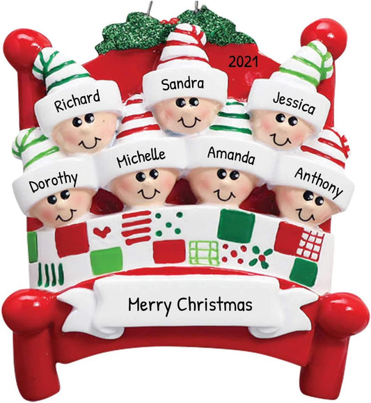 Bedtime Family of 7 Ornament 2025 Personalized Family Christmas Ornaments 2025 | Tucked Together Holiday Keepsake Personalized Tree Ornaments for Grandchildren Siblings & Grandkids of Seven Ornament