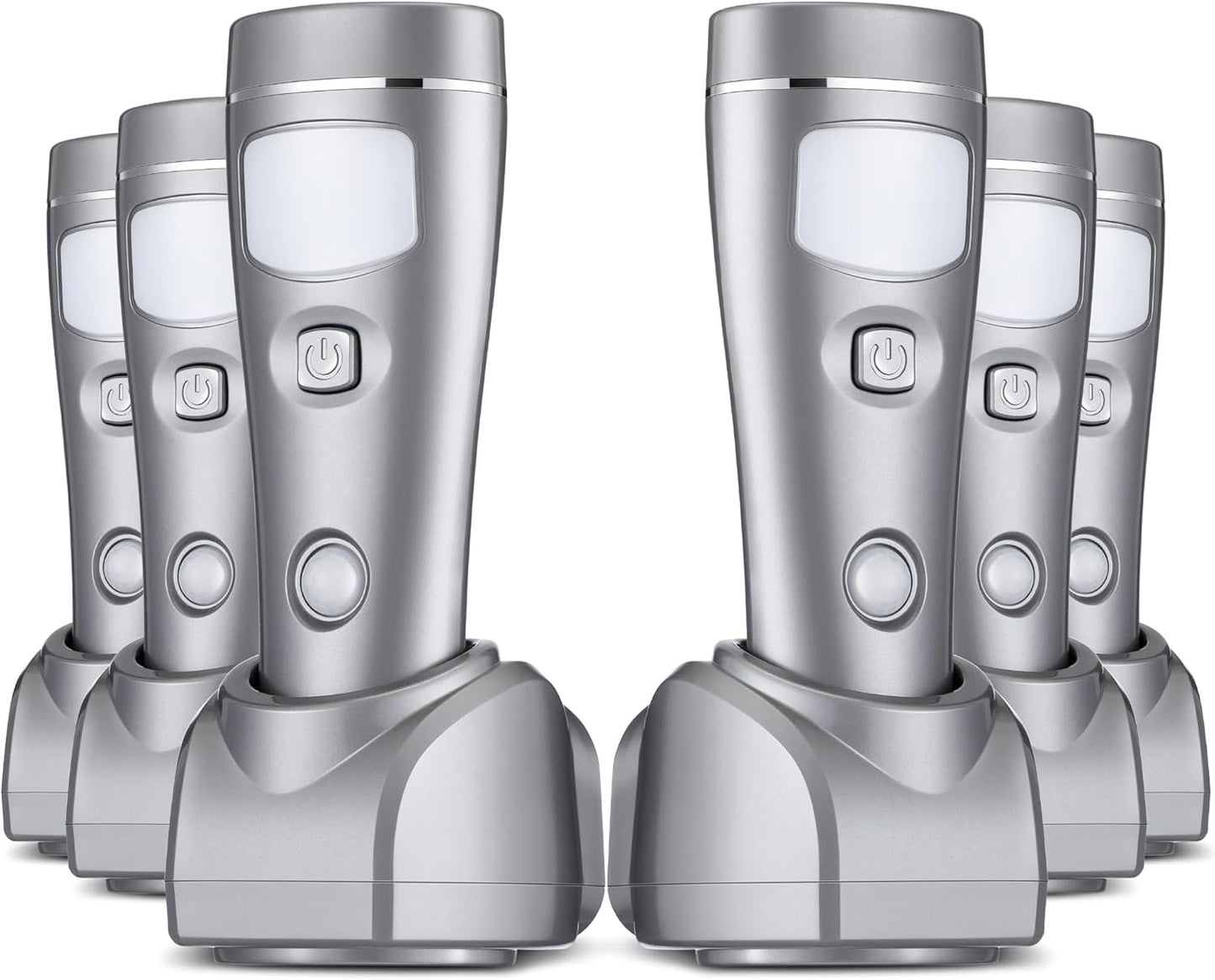 Enhon 6 Pack 4 in 1 LED Emergency Lights for Home Power Failure, Rechargeable Plug in Flashlight Motion Sensor Night Light, Automatic Turn On Power Outage Light for Home Hurricane Supplies