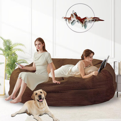 Bean Bag Chair for Adults 6FT,Soft Removable Cover for Teens/Girls Bedroom,Fluffy Giant Round Floor Beanbag Lounger Chairs (No Filler,Deep Coffee)