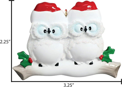 3D Personalized Our First Christmas Ornament 2025 | Custom Owl Couple Ornaments Winter White Owls Couples Ornament 2025 Family of 2 Unique for a Couple Ornaments Couples Unique Gifts