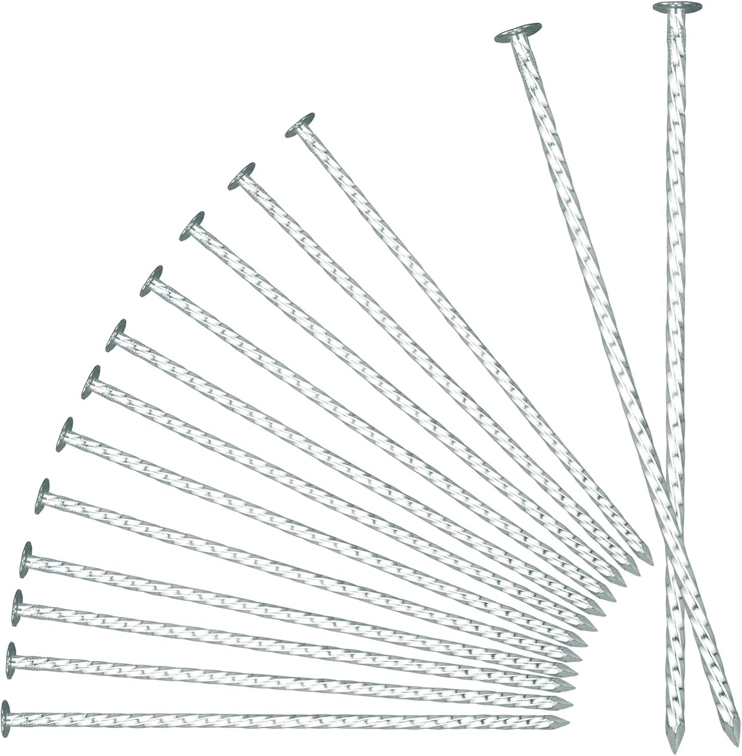 8" Heavy Duty Spiral Landscape Spikes - Solid Galvanized Metal Garden Stakes for Fixing Paver Edging, Weed Barriers, Artificial Turf, Tent and More (100 Pack)