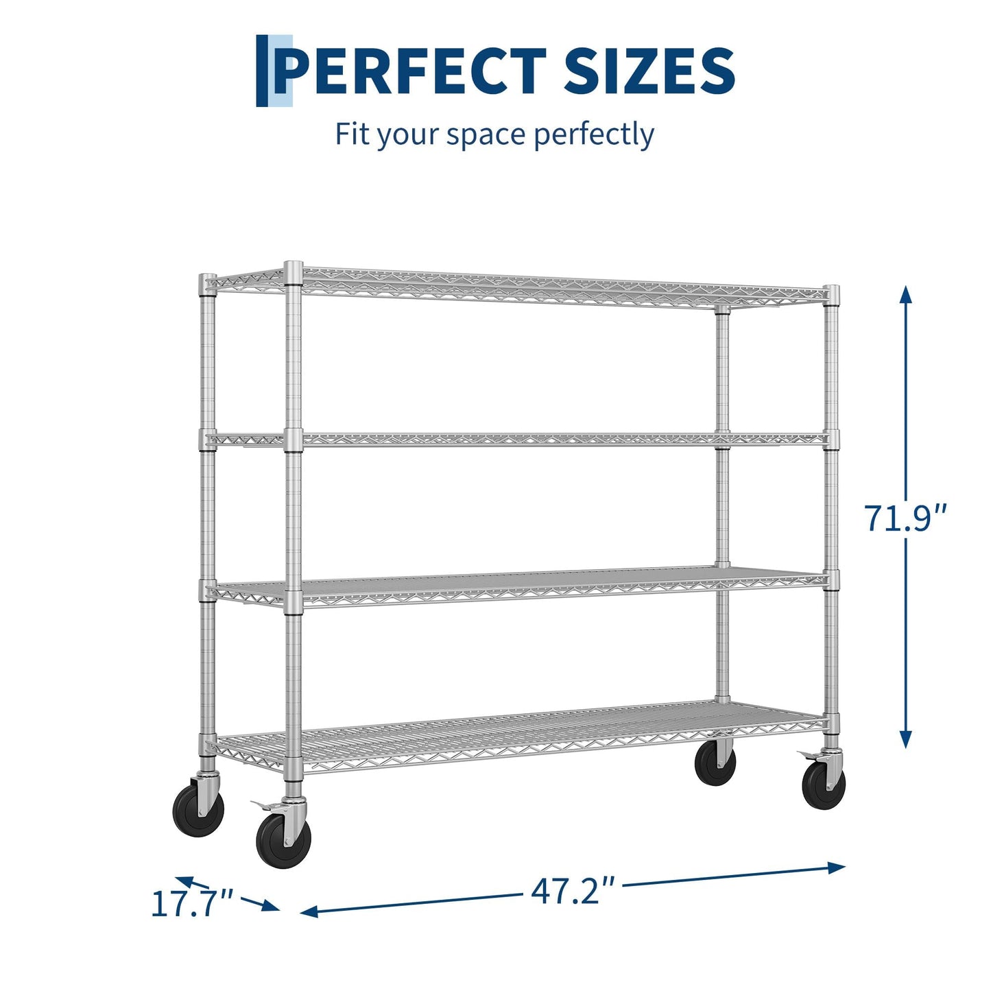 Garvee 70"H Storage Shelves with Wheels, NSF Wire Shelving Rack for Kitchen