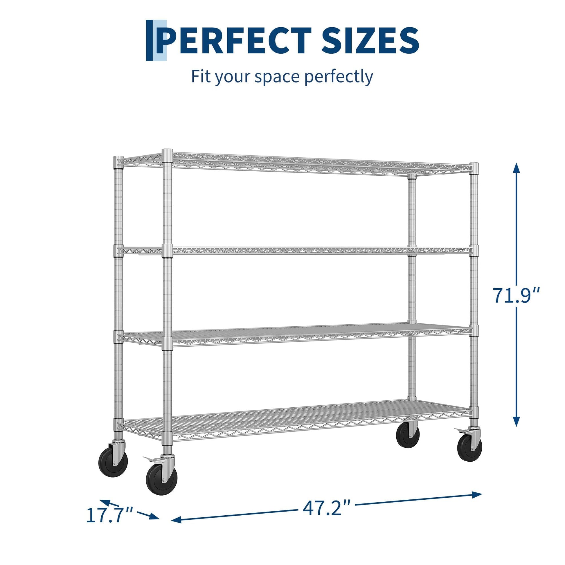 Garvee 70"H Storage Shelves with Wheels, NSF Wire Shelving Rack for Kitchen