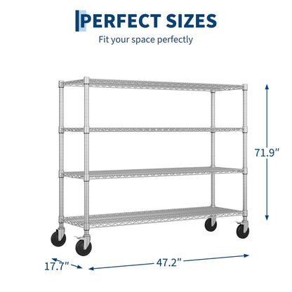 Garvee 70"H Storage Shelves with Wheels, NSF Wire Shelving Rack for Kitchen