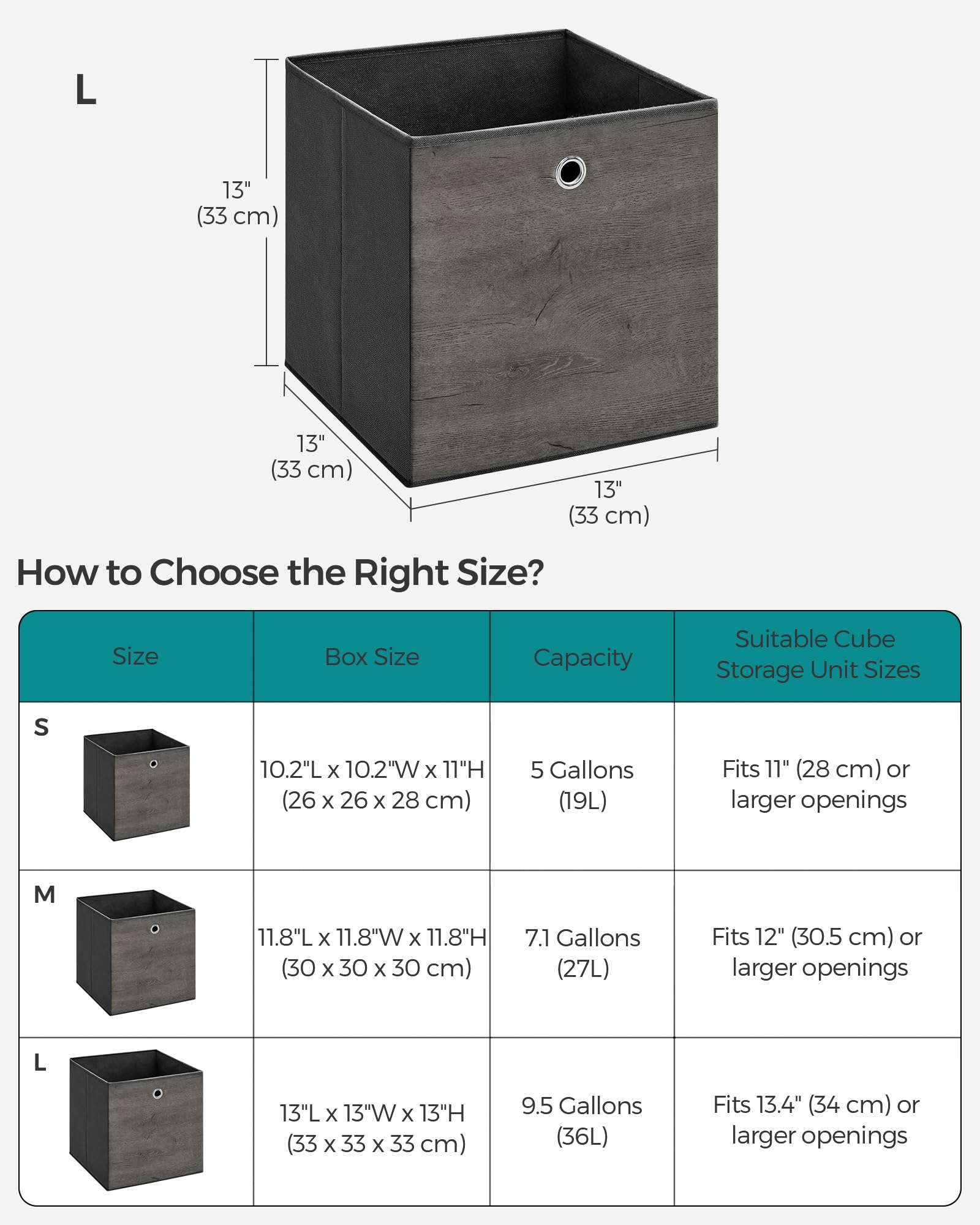 SONGMICS Storage Cubes, Set of 6, 13-Inch Foldable Closet Organizers