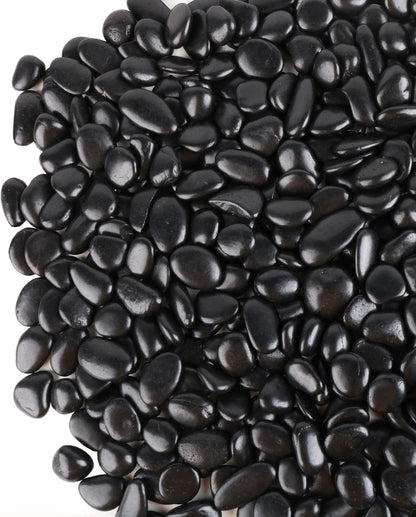 Black Pebbles for Plants 1.8lb Bulk Bag Aquarium Gravel 0.8"- 1.2" Decorative Polished Fish Tank Stone