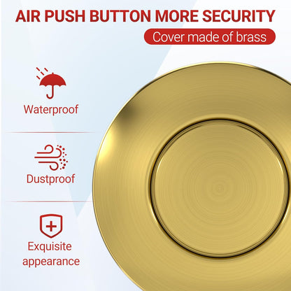 APIELE Garbage Disposal Air Switch Kit, Sink Top Push Button Switch for Food Waste Disposer, UL Listed 3.6" Long On/Off Air Button (Yellow Bronze)