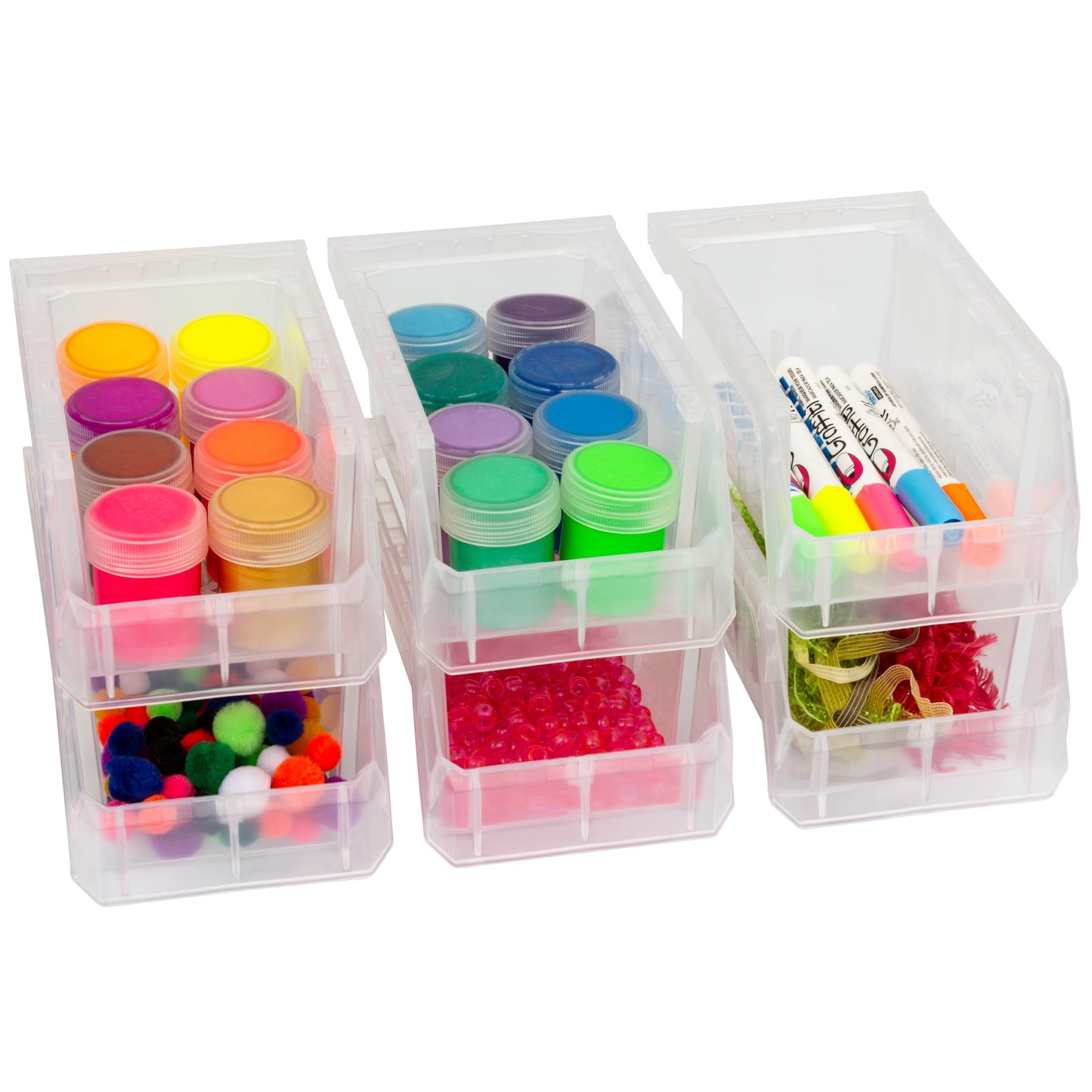ReadySpace Small Stackable Plastic Storage Bins, 12-Pack, Clear