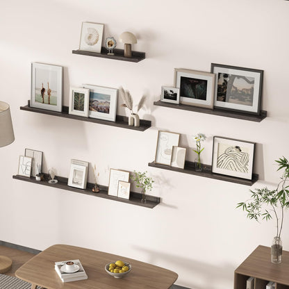 Floating Shelves for Wall, Picture Ledge Shelf 55 Inch Solid Wood Set of 2, Rustic Wall Shelves with Lip, Kids Bookshelf, Photo & Picture Live Edge Floating Shelves for Bedroom, Living Room, Kitchen