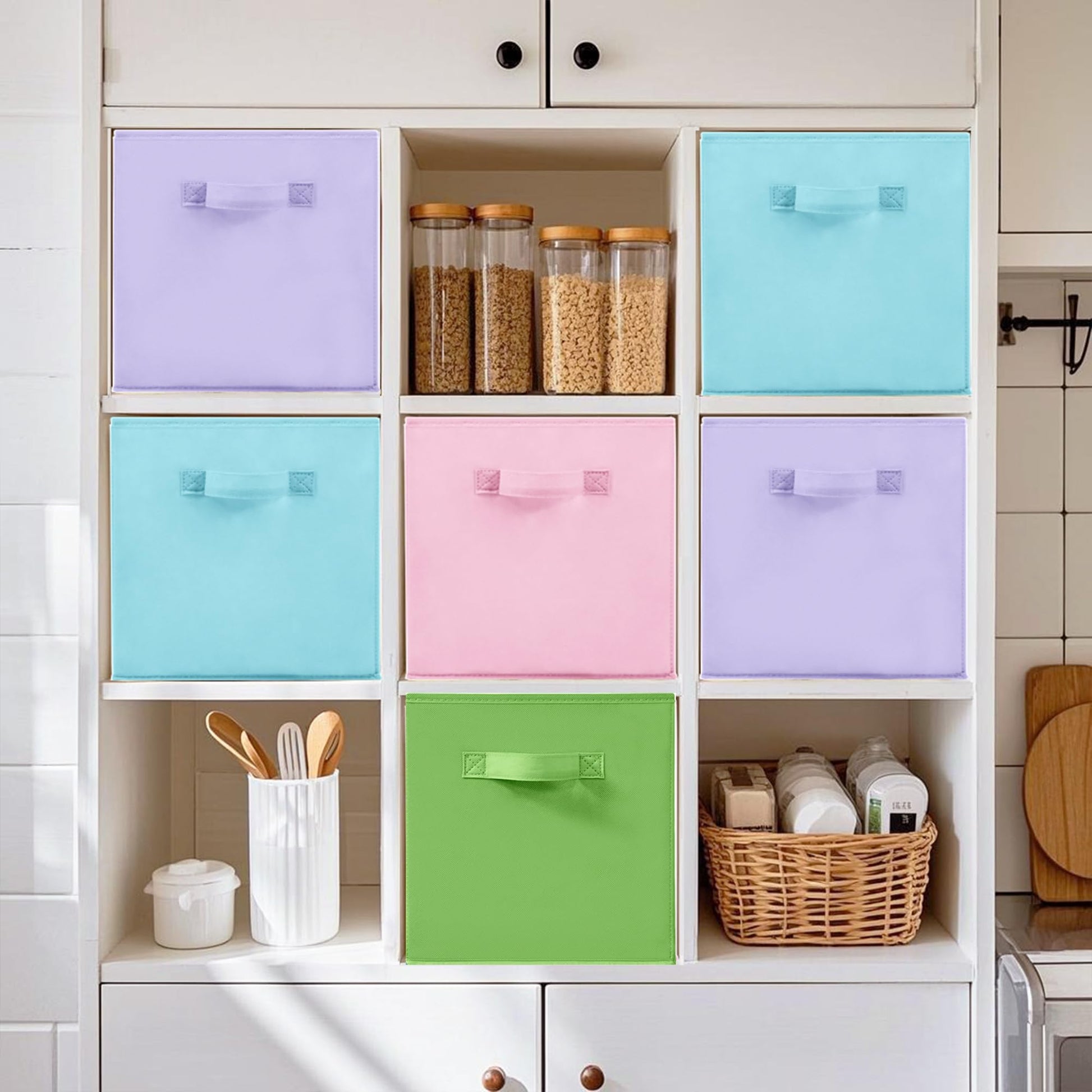 STORAGEIDEAS 11 Inch Fabric Storage Cubes, Sturdy Foldable Storage Bins, Heavy Duty Cube Organizer