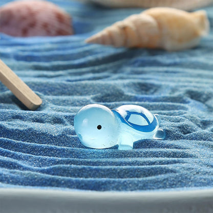 Desktop Zen Garden Kit - Ocean Themed Decor Sand, Natural Shells Starfish Conch, Mermaid Resin Summer Beach Desktop Decorations, Office Desktop Decoration Gift (Blue)