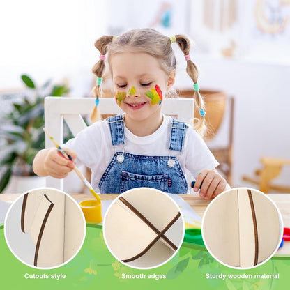 COCHIE DIY 3D Easter Eggs Wood Crafts to Paint for Kids Adults, Paintable Unfinished Wooden Slices for Craft, Bunny Ears Cutouts Ornaments for Painting Decorations (24 PCS)