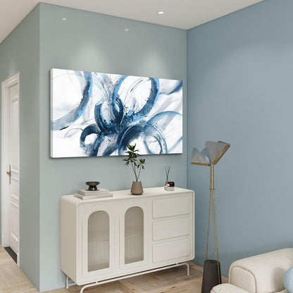 AJAZIKO Blue Wall Art Abstract Wall Decor Pictures for Living Room Wall Decoration Print Pictures Canvas Framed Artwork Minimalist Paintings for Office Above Bed Wall Decor 20×40in