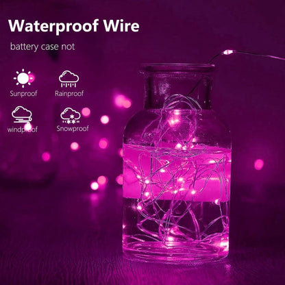 4-Pack 50 LED Pink Fairy Lights Battery Operated with Timer, 16FT Waterproof Starry String Lights Outdoor Indoor, Valentiens Lights for Valentine's Day Bedroom Wedding Birthday Christmas Party Decor