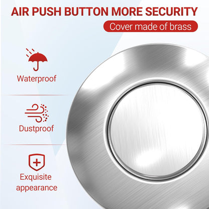 APIELE Garbage Disposal Air Switch Kit, Sink Top Push Button Switch for Food Waste Disposer, UL Listed 3.6" Long On/Off Air Button (Glossy Stainless Steel)