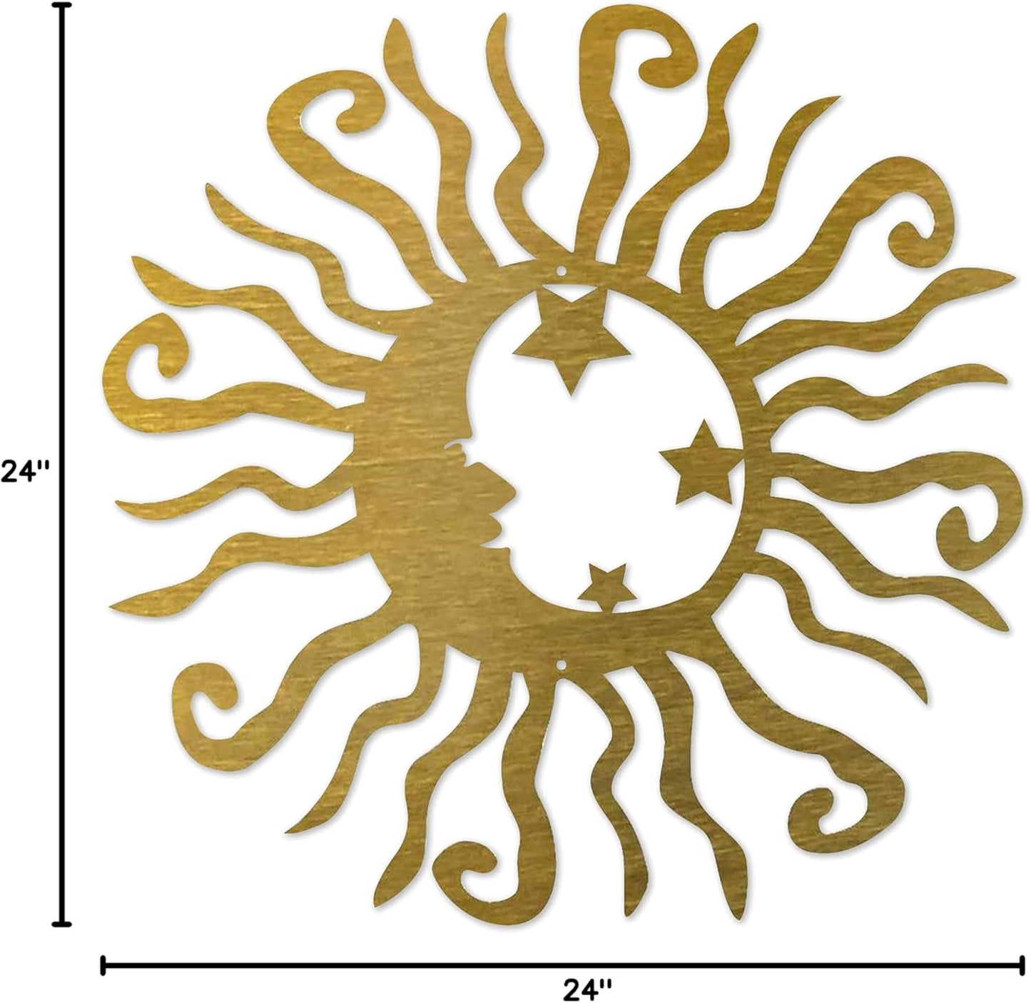 Riverside Designs Wacky Solar Moon Metal Wall Art Steel Outdoor Decor | Heavy-Duty and Waterproof | Made in USA (Gold, 24L x 24W)