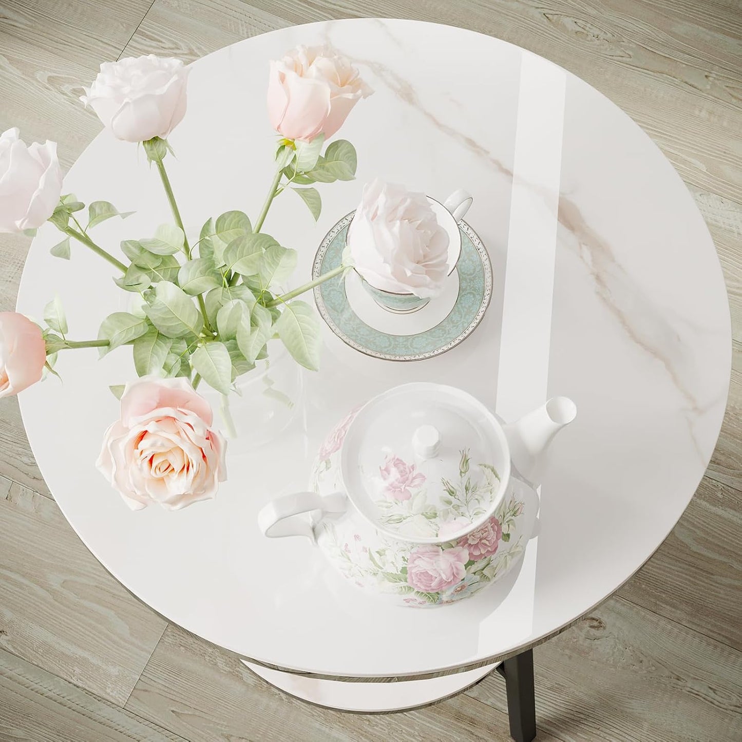 Side Table - Sintered Stone End Couch Table with Metal Frame & Gold Veins for Sofa Living Room Bedroom Bedside Coffee Small Spaces - Waterproof, Scratch-Resistant - Easy Assembly