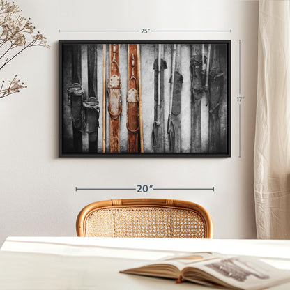 ElephantStock Ski Collection Wall Art - Horizontal Framed Canvas - 1-Piece Bathroom Wall Decor - Photography sports Canvas Print - Brown and Black Decor for Wall - 25" X 17"