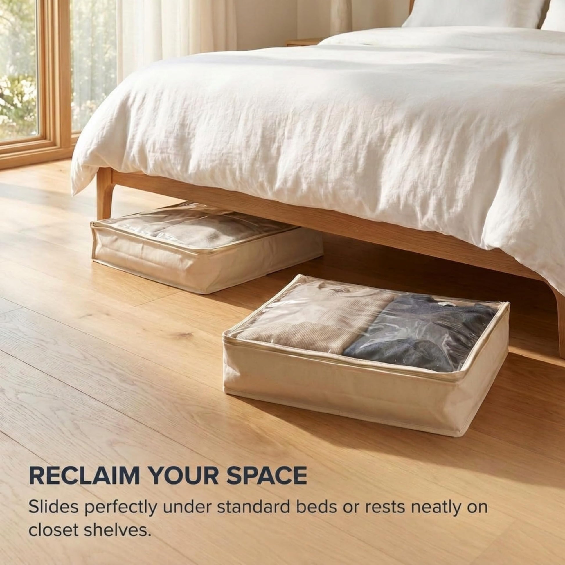 Household Essentials Canvas Sweater Storage Bags 2 Pack, Breathable Under Bed & Closet Organizer