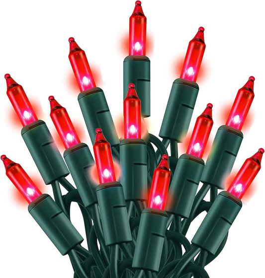 Dazzle Bright Red Christmas Mini String Lights, 20FT 100 Count Incandescent Waterproof Fairy Lights Plug in, Connectable Christmas Decorations for Indoor Outdoor Home Party Garden Yard