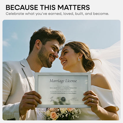 Homeforia 8.5x14 Marriage License Frame White, High End Oak 8.5x14 Certificate White Wood Frames, 8.5by14 Wooden Frame for Wall & Tabletop, 8.5 by 14 Picture Frames, Tempered Glass, Wall Kit, Set of 1