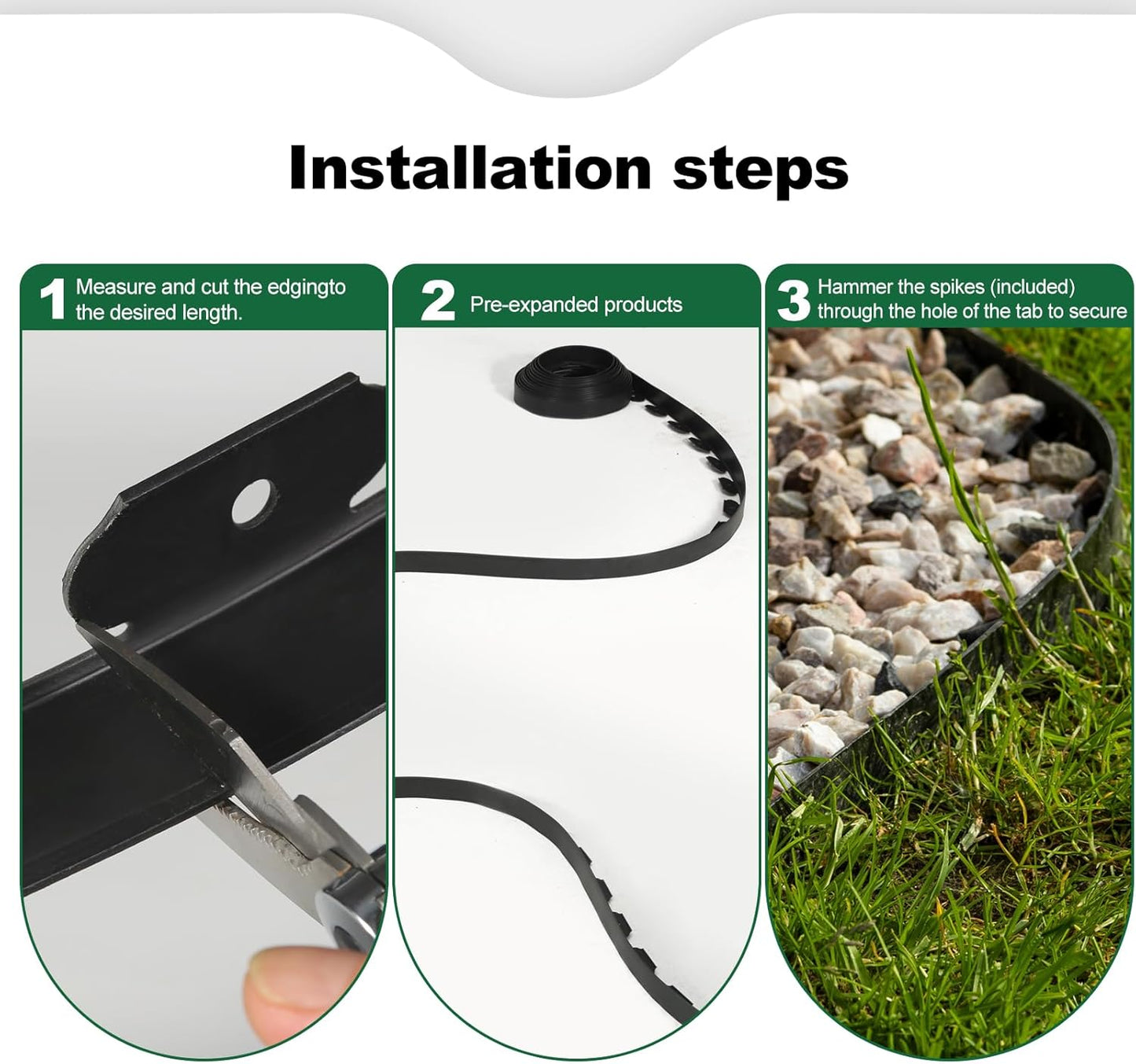 LINSHRY Landscape Edging, 40FT No Dig Garden Edging Border Kit with 48pcs Spikes, 2 Inch Tall Plastic Lawn Edging for Landscaping, Flower Bed, Grass, Yard