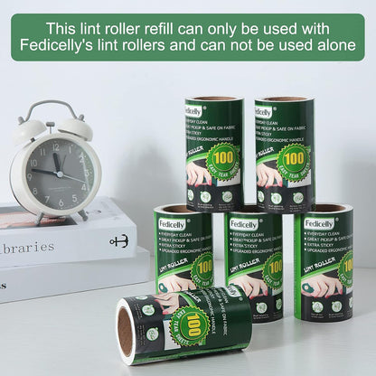 Fedicelly Lint Rollers Pet Hair Extra Sticky Refills,Mega Value Set 600 Sheets for Cat and Dog Hair Removal,100 Sheets Per Roller (Pack of 6)