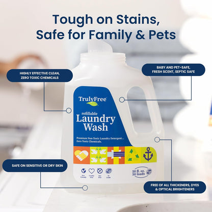 Laundry Detergent for Sensitive Skin | Gentle & Safe for Baby Clothes | Plant-Based | 5 Pack Refill Powder| Easy to Dissolve to Create a Liquid| Signature Scent (250 Loads)