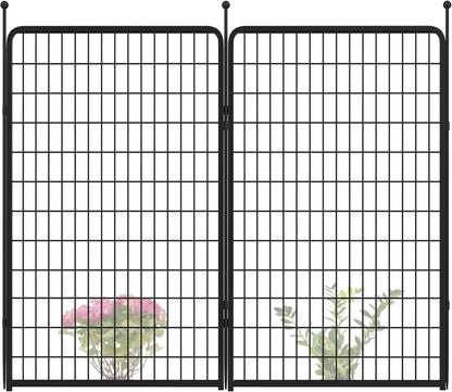 FXW Garden Fence Outdoor for The Yard – 50in(H) x 5.0ft(L) Heavy Duty Metal Animal Barrier for Dog and Rabbit, Decorative Dog Fence, 2 Panels, Black