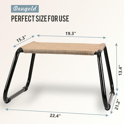 Outdoor Footstools for Patio,Backyard Patio Furniture Metal Frame Small Seat All Weather Footrest for Couch Patio Chairs 2 Pieces Beige