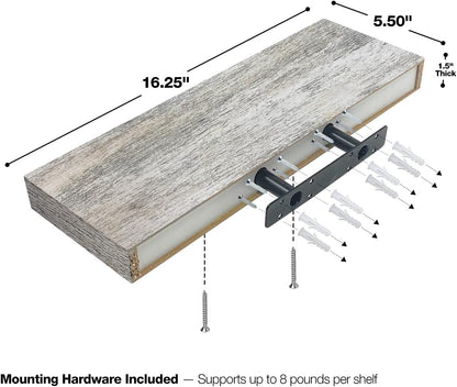 Sorbus Floating Shelves, Wall Shelves for Bedroom, Kitchen, Living Room, Bathroom Shelves Over The Toilet, Office, Home Decor, Farmhouse, 16 Inch Wall Mounted Rustic Floating Shelves for Wall, 2 Pack