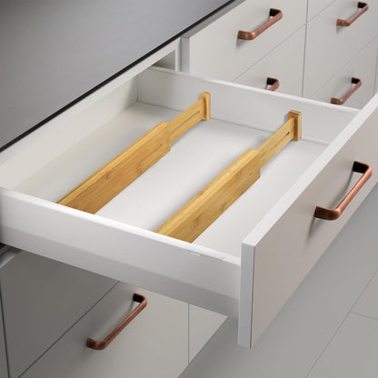 VaeFae 6-Pack Bamboo Drawer Dividers ??Adjustable 14"-19.1" (Fits 15"-18" Drawers ONLY), Spring-Loaded Expandable Organizer for Kitchen, Bedroom, Office & Bathroom, MUST MEASURE Before Purchase